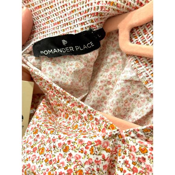 Pomander Place Floral Ditsy Print Mock Neck Modoc Blouse Pink Women's Size Large - Picture 4 of 4